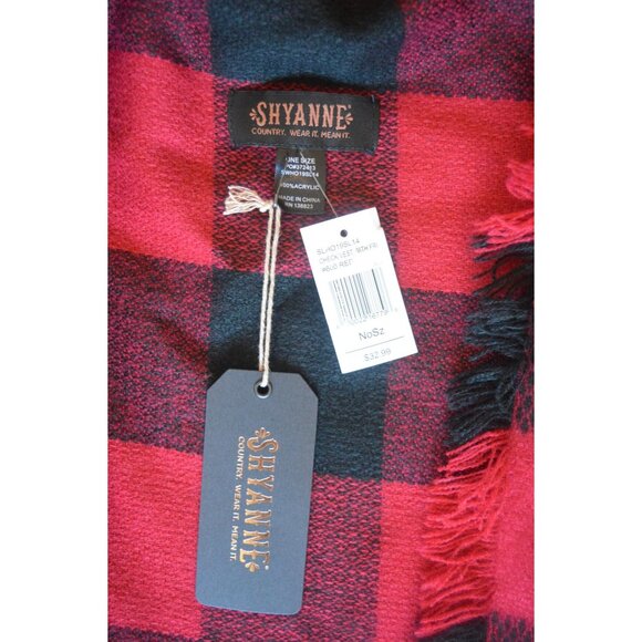 NWT Shyanne Fringe Check Draped Vest Handkerchief Hem Women's One Size Black Red - Picture 4 of 6